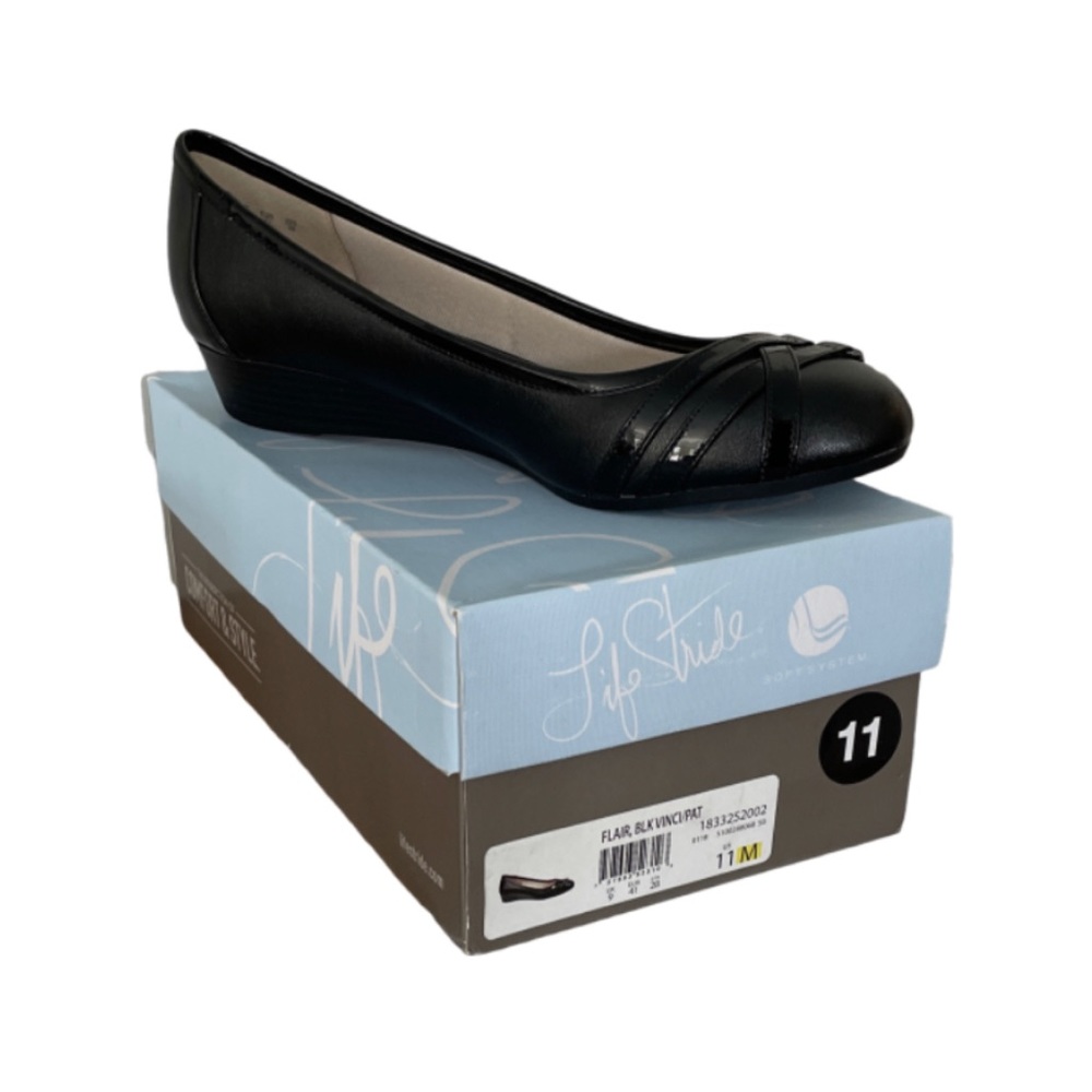Black life stride wedge shoe
